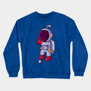 Cute Astronaut Playing Golf Cartoon Crewneck Sweatshirt